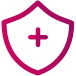 icon of a shield with a plus sign in the middle