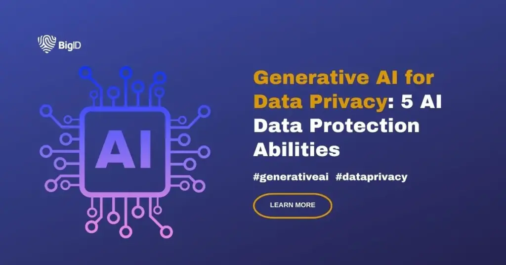 Hero image with AI logo and text "Generative AI & Data Privacy: 5 AI Data Protection Abilities