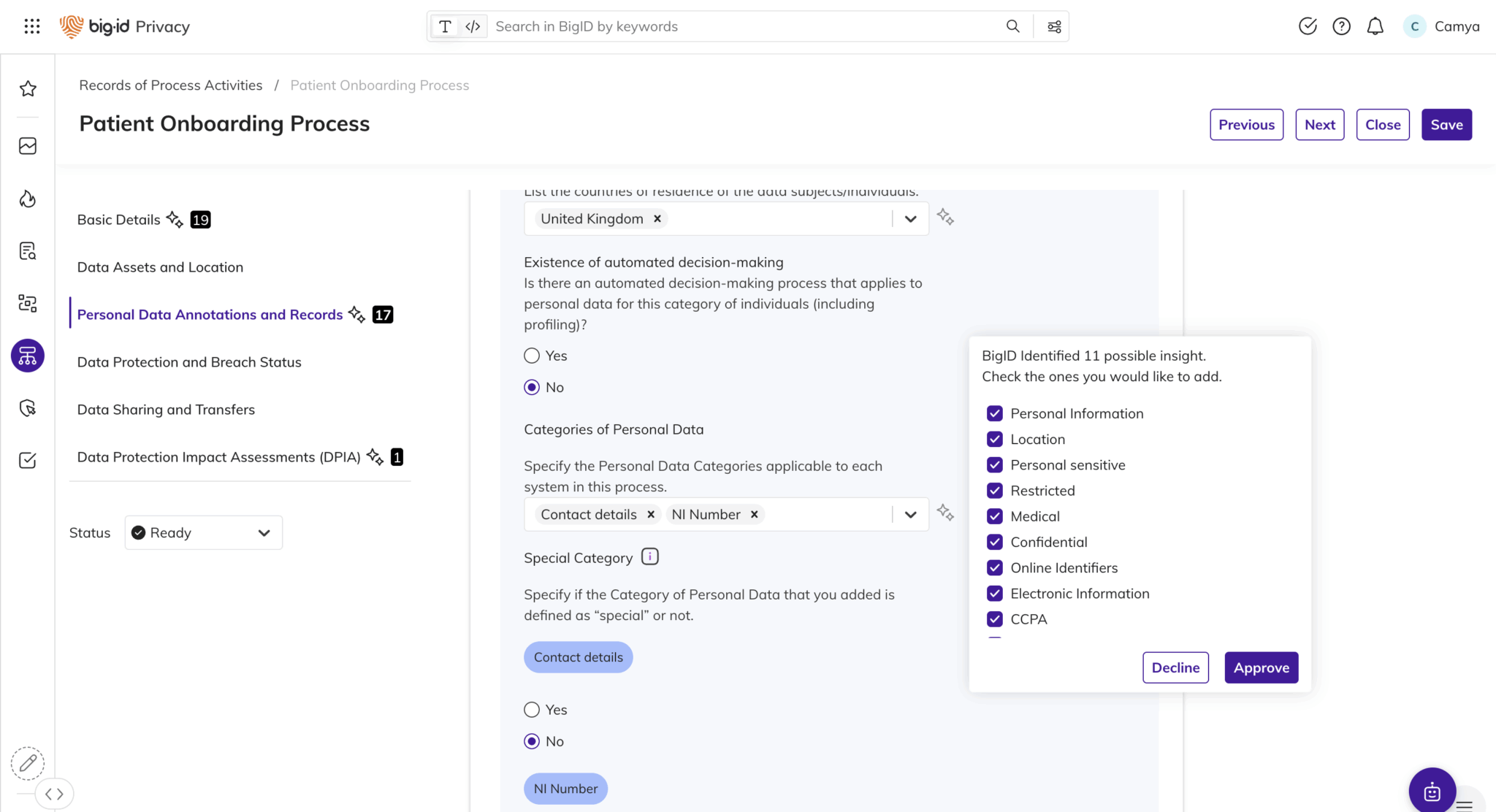 Data Flow Ropa RoPA Data Mapping and Processing Records | BigID